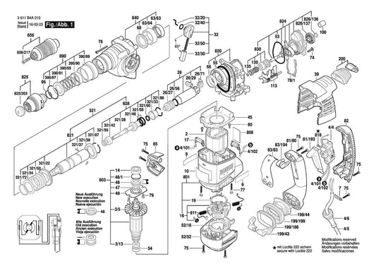 3611B4A011 Bosch Hammer Drill Parts Diagram