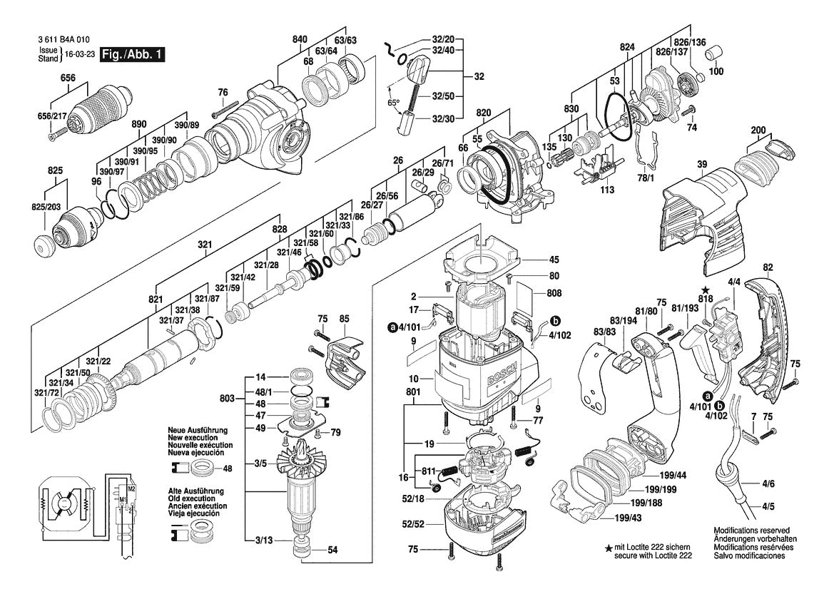 3611B4A010 Bosch Hammer Drill Parts Diagram