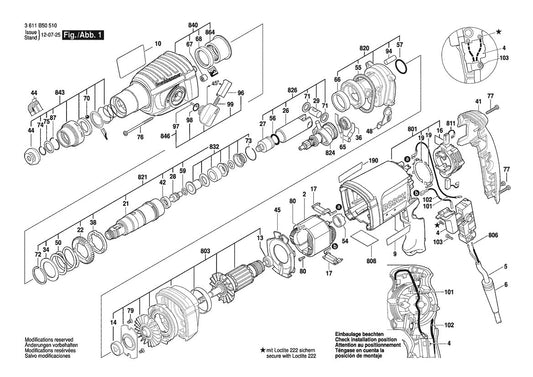 3611B50411 Bosch Hammer Drill Parts Diagram