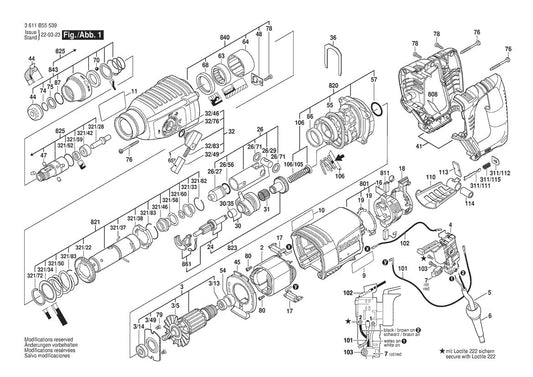 3611B76010 Bosch Hammer Drill Parts Diagram