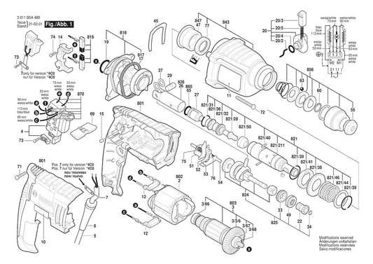 3611B5A4G2 Bosch Rotary Hammer Parts Diagram