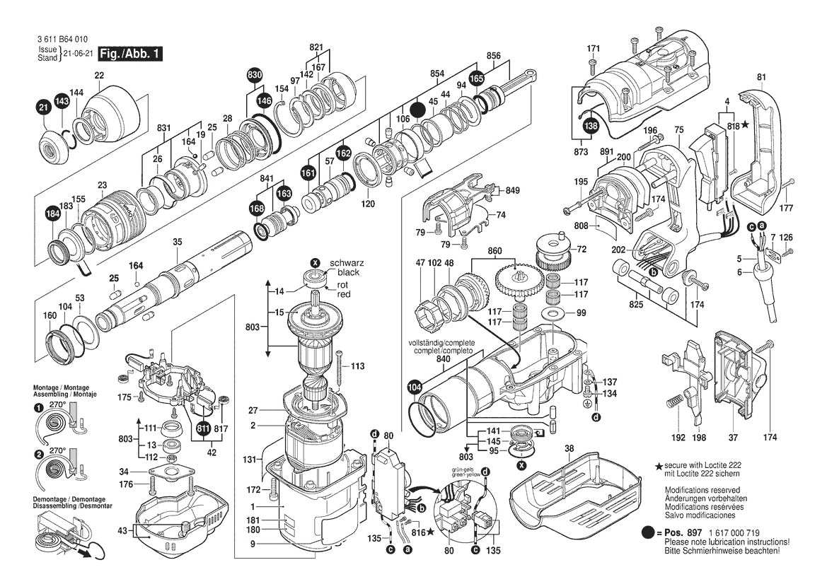 11264EVS (3611B64010) Bosch 1-5 Bosch Rotary Hammer Parts Diagram