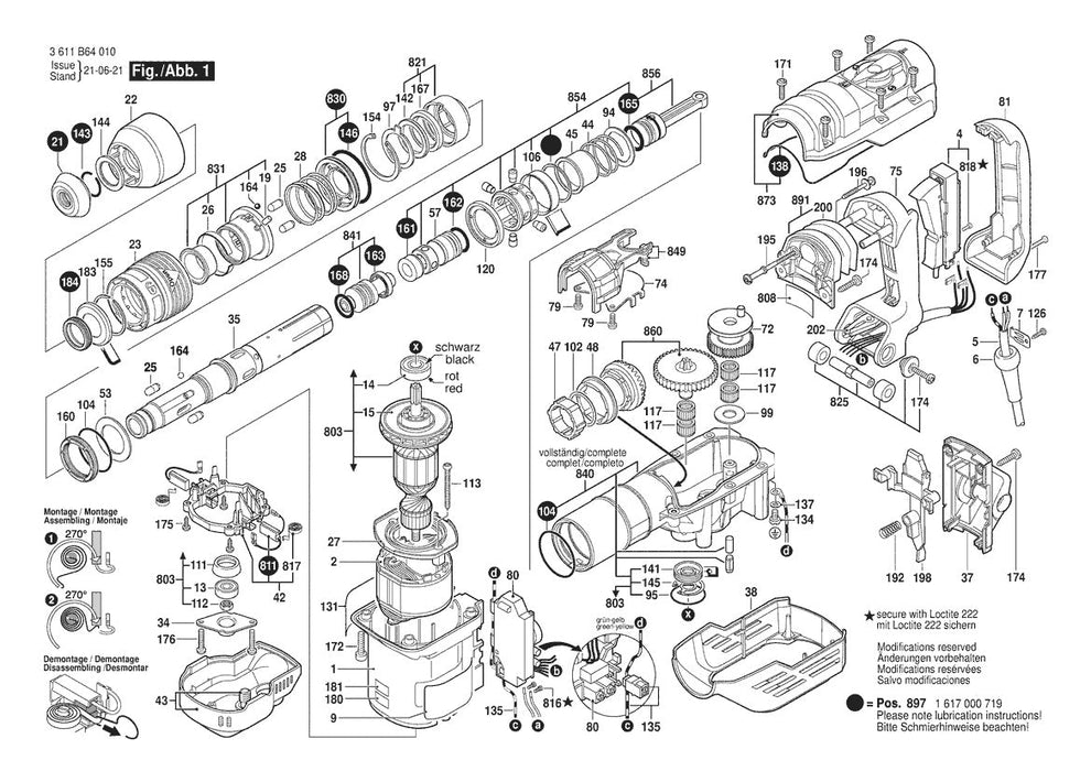 11264EVS (3611B64010) Bosch 1-5 Bosch Rotary Hammer Parts Diagram