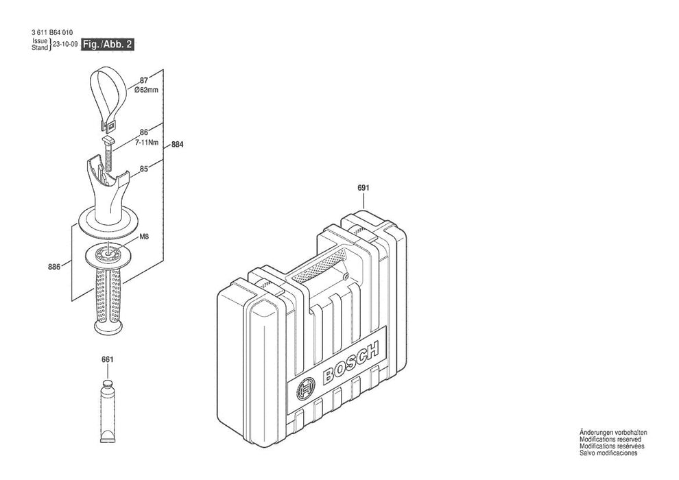 11264EVS (3611B64010) Bosch 1-5 Bosch Rotary Hammer Parts Diagram