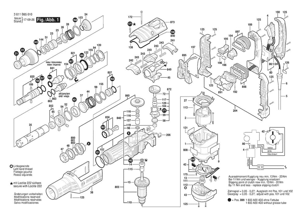 3611B65010 Bosch Hammer Drill Parts Diagram