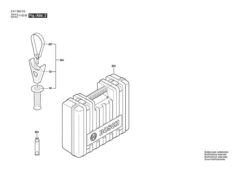 RH850VC  Bosch 1-7 Bosch Rotary Hammer Parts Diagram