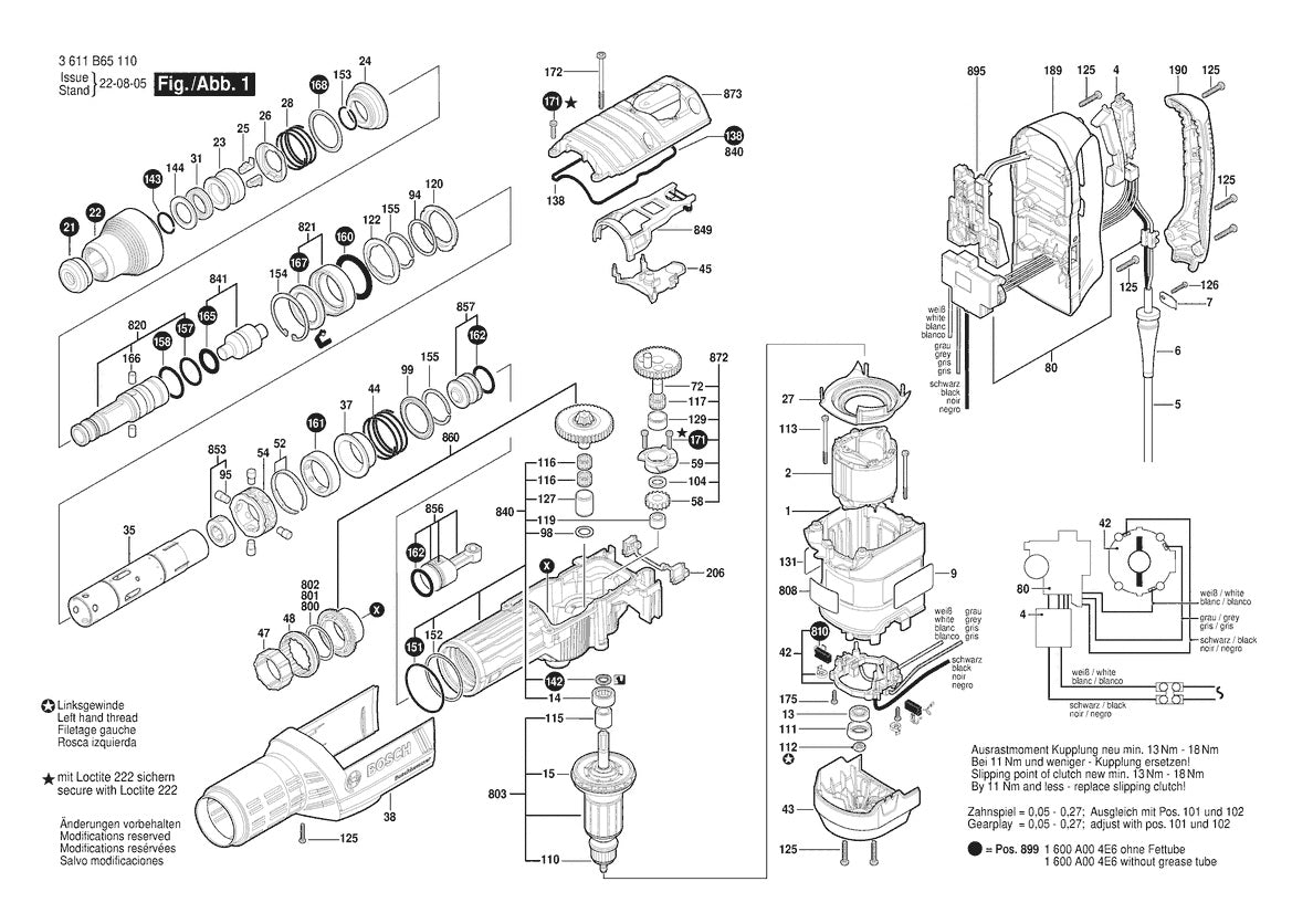 3611B65110 Bosch Rotary Hammer Parts Diagram