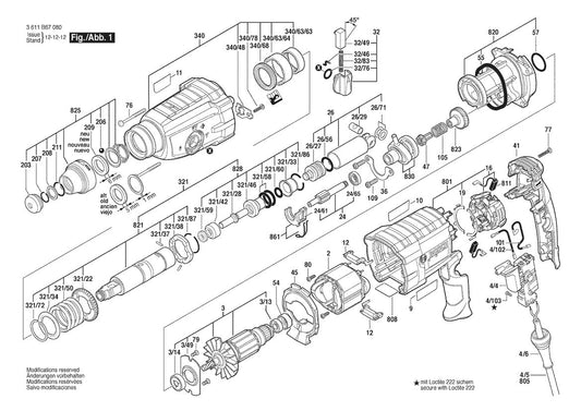 3611B670B0 Bosch Rotary Hammer Parts Diagram