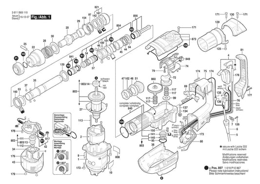 RH540S  Bosch 1-9 Bosch Rotary Hammer Parts Diagram