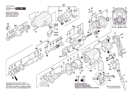 3611B72100 Bosch Rotary Hammer Parts Diagram