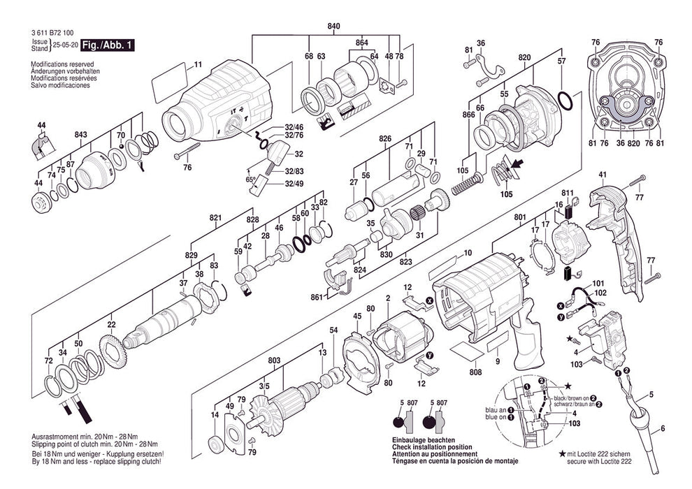 3611B72100 Bosch Rotary Hammer Parts Diagram