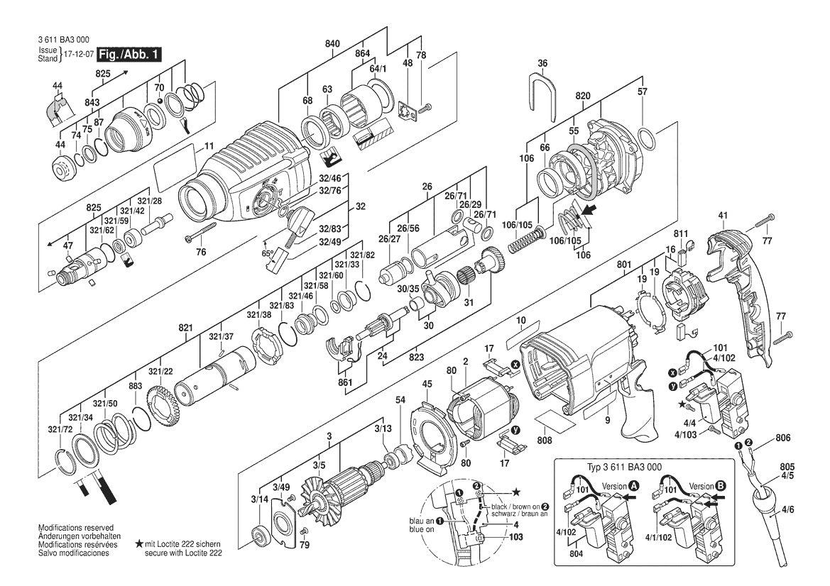 3611BA3030  Bosch Rotary Hammer Bosch Rotary Hammer Parts Diagram