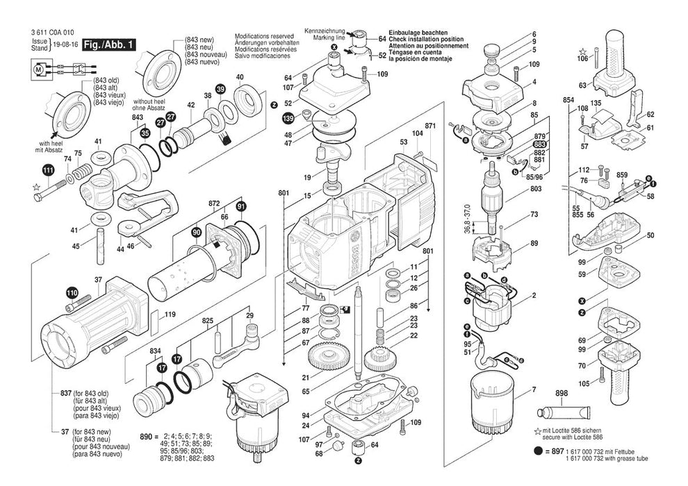 3611C0A011 Bosch Demolition Hammer Parts Diagram