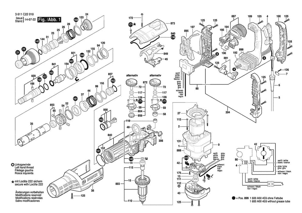 3611C22010 Bosch Demolition Hammer Parts Diagram