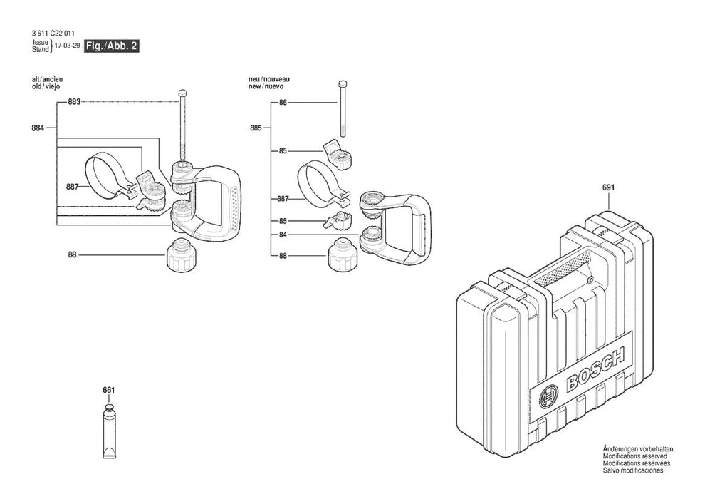 3611C22011 Bosch Demolition Hammer Parts Diagram