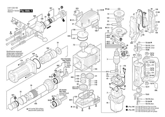 3611C351P0 Bosch Demolition Hammer Parts Diagram