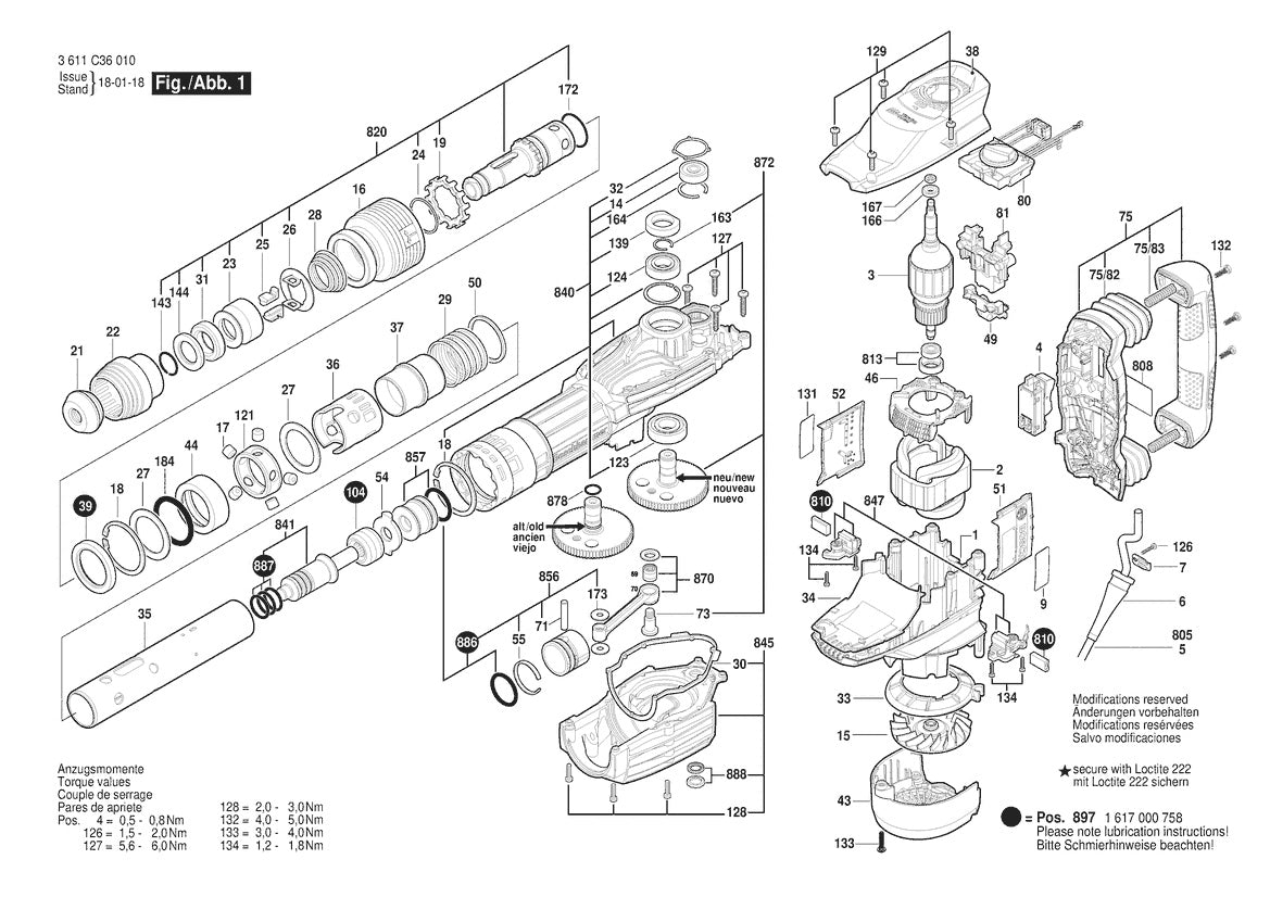 3611C36010 Bosch Demolition Hammer Parts Diagram