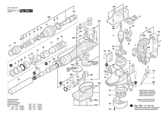 3611C36010 Bosch Demolition Hammer Parts Diagram