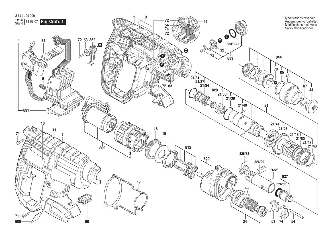 RHH181-01  Bosch 18V 3 Bosch Rotary Hammer Parts Diagram