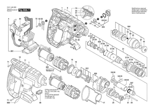 3611J04310 Bosch Cordless Drill Parts Diagram