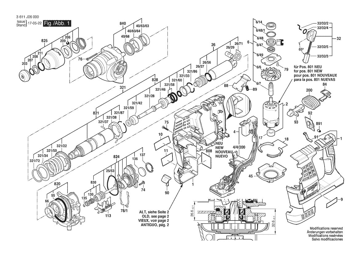 3611J06010 Bosch Cordless Drill Parts Diagram