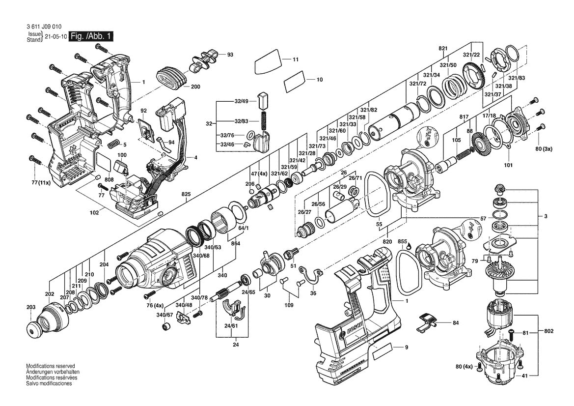 3611J09010 Bosch Cordless Drill Parts Diagram