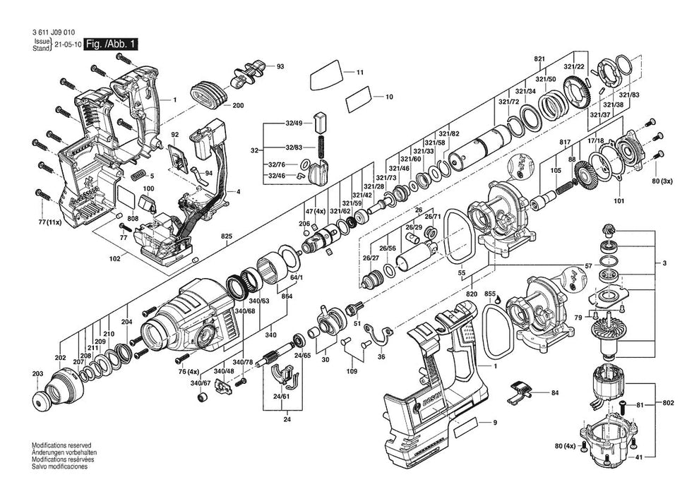 3611J09010 Bosch Cordless Drill Parts Diagram