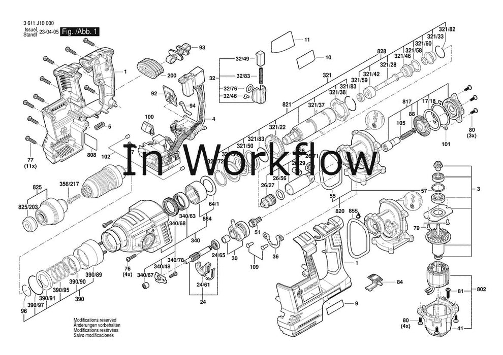 3611J10000 Bosch Cordless Drill Parts Diagram