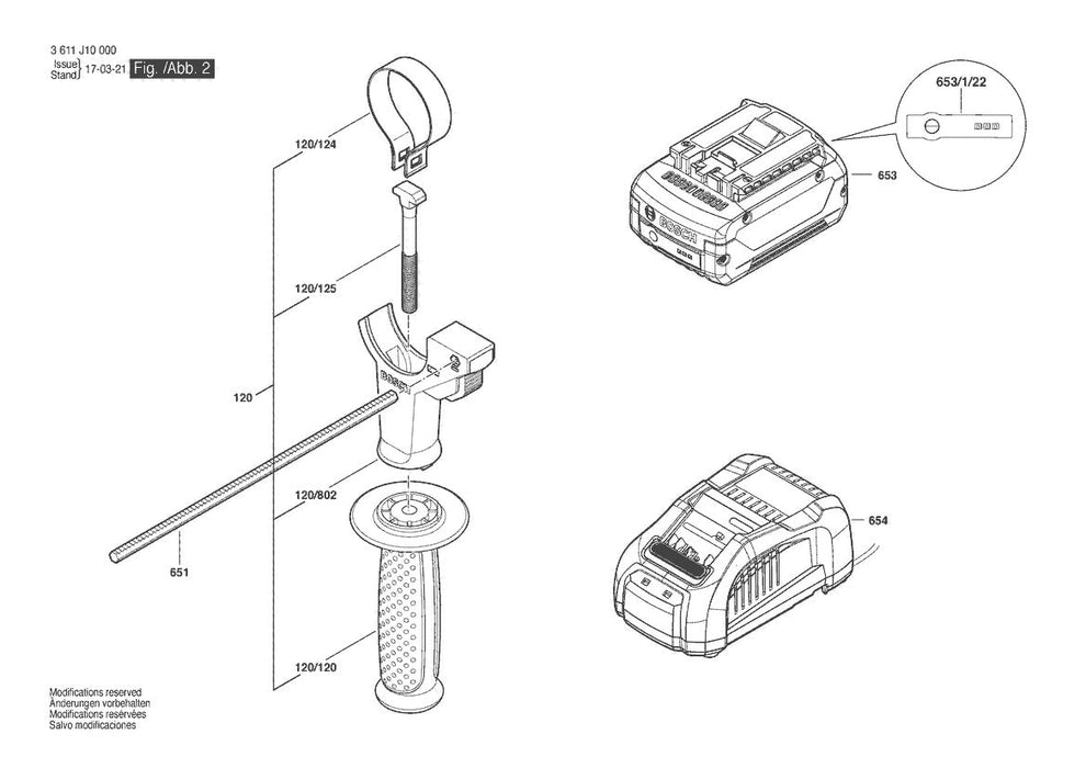 3611J10000 Bosch Cordless Drill Parts Diagram