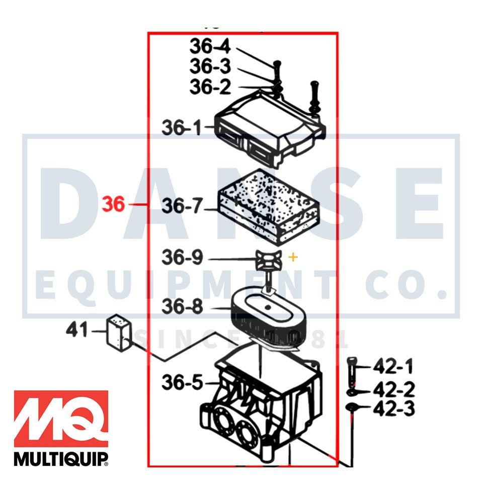 Air Filter Assembly for MTX60HD Rammer by Multiquip Mikasa 366900010