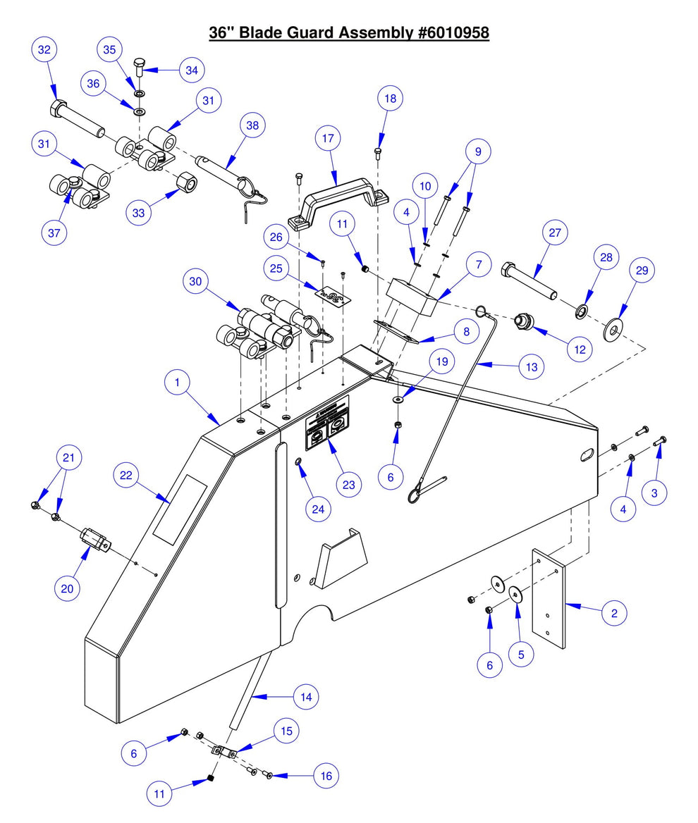 CC6561/CC6561-3/CC6571/CC6571-3 36" Blade Guard Assembly Parts