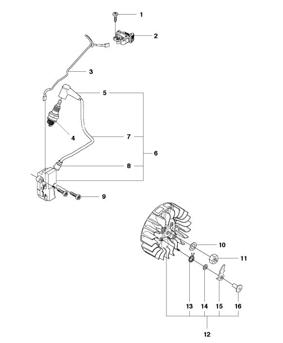 K1270 Ignition System Assembly Parts by Husqvarna