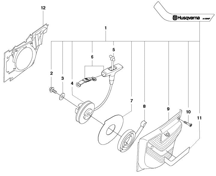 K1270 Starter Assembly Parts by Husqvarna