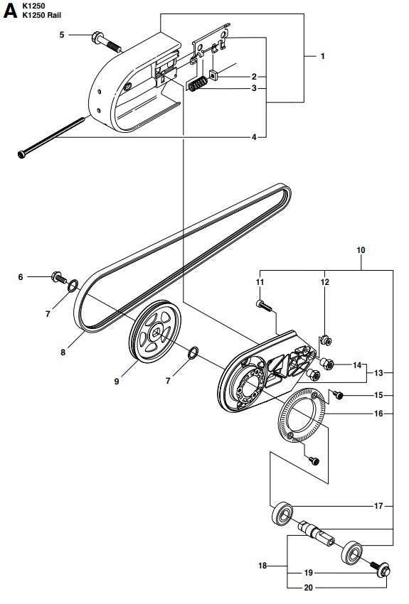 K1250 Belt Guard and Pulley Assembly Parts