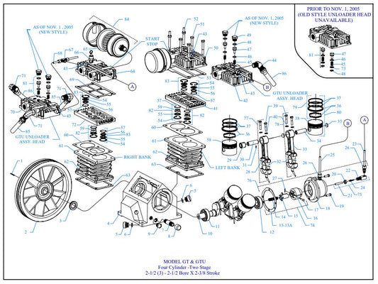 GT8HGB-8P2-CRC GT, GTU Four Cylinder - Two Stage 2-1/2 (3) - 2-1/2 Bore X 2-3/8 Stroke Assembly Parts By Jenny