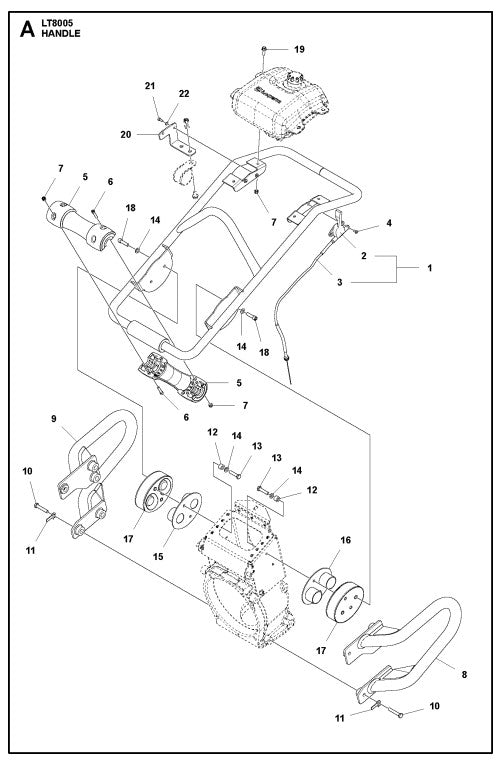 Handle Assembly Parts For LT8005 Compaction Rammer By Husqvarna