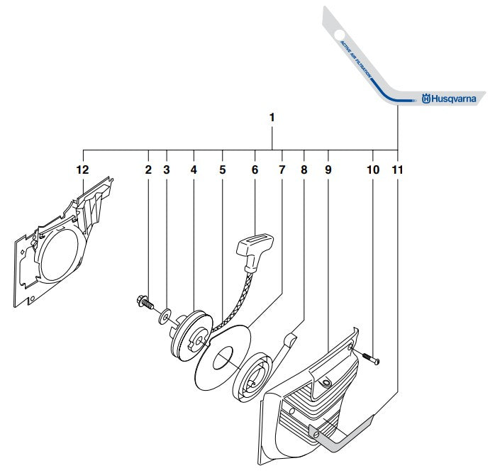 K1250 Starter Assembly Parts by Husqvarna