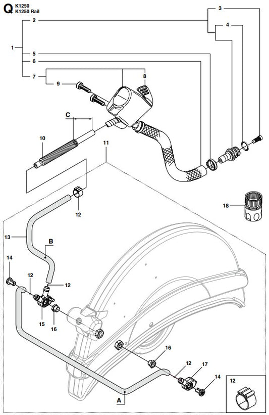 K1250 Water Hose Kit Assembly Parts