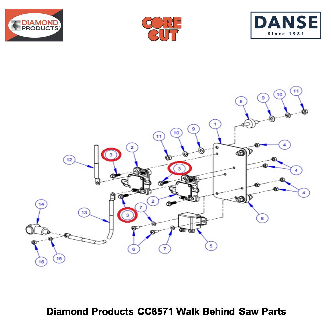 M6 X 20 Hex Flange Screw Serrated 2900328 Fits Core Cut CC6571 Walk Behind Saw By Diamond Products