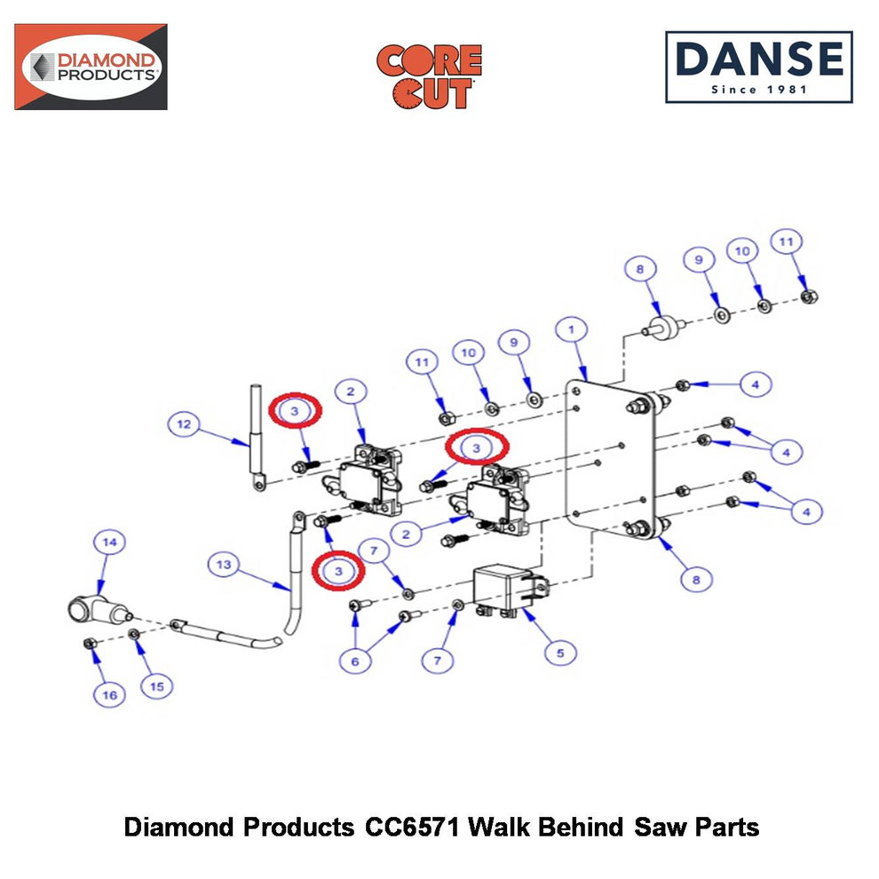 M6 X 20 Hex Flange Screw Serrated 2900328 Fits Core Cut CC6571 Walk Behind Saw By Diamond Products