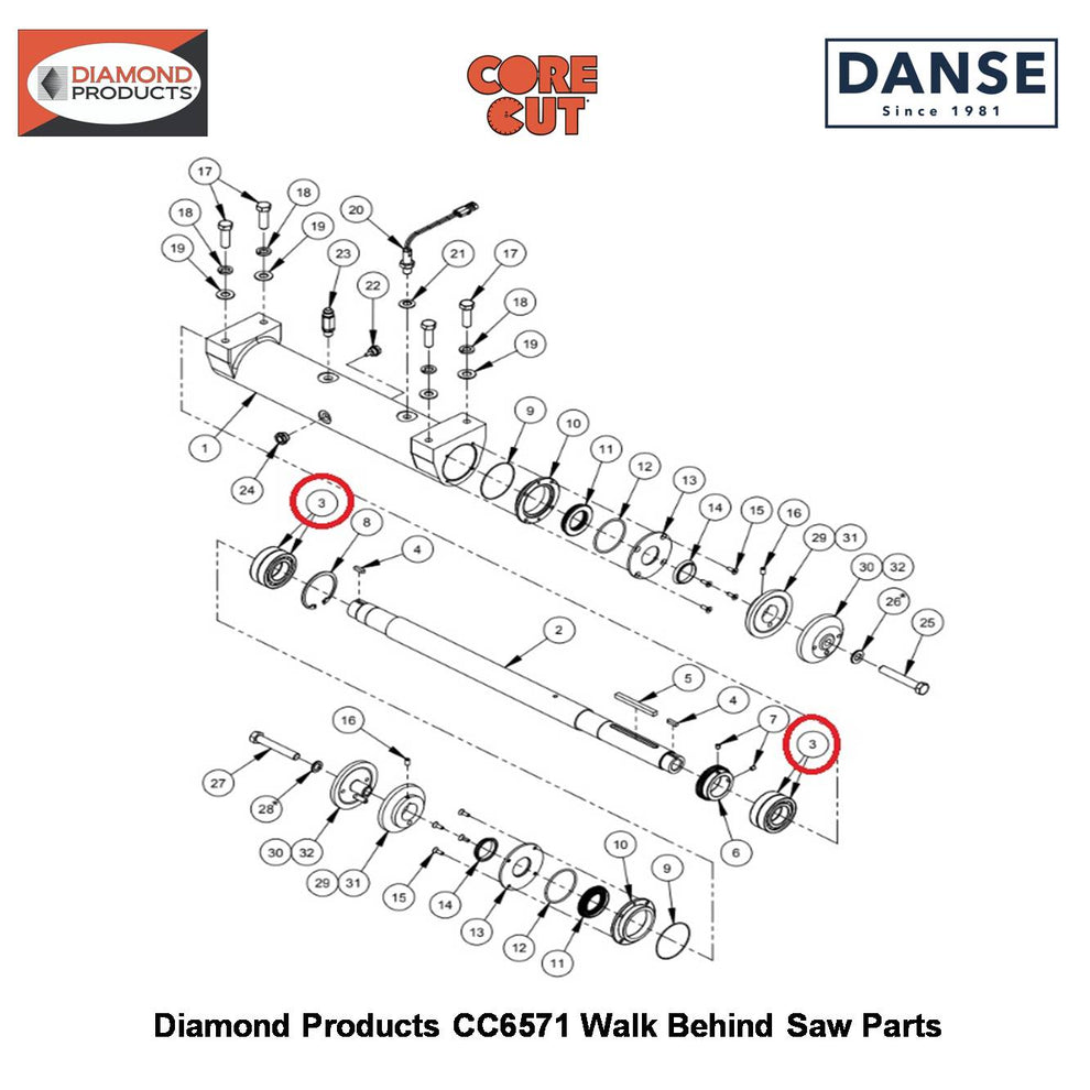 Bearing 45 X 85 X 19 Open 6209 C3 (no Seals) 2502197 Fits Core Cut CC6571 Walk Behind Saw By Diamond Products