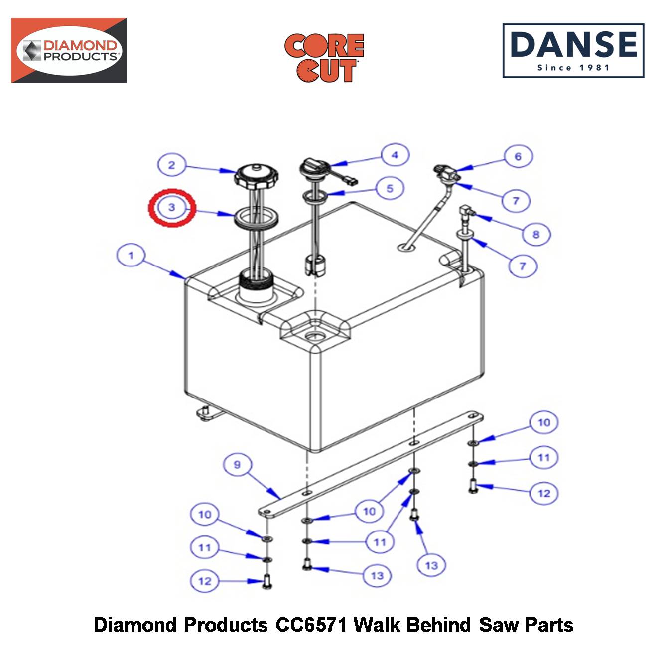 Grommet Fuel Tank 2-1/8" 2500205 Fits Core Cut CC6571 Walk Behind Saw By Diamond Products