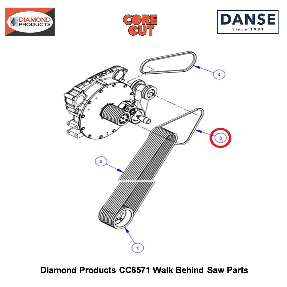 V-belt 3VX400 2500792 Fits Core Cut CC6571 Walk Behind Saw By Diamond Products