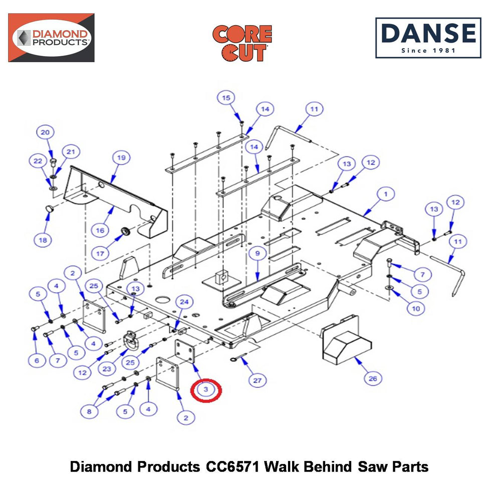 Guard Attachment Plate (CC6571) 6010973 Fits Core Cut CC6571 Walk Behind Saw By Diamond Products