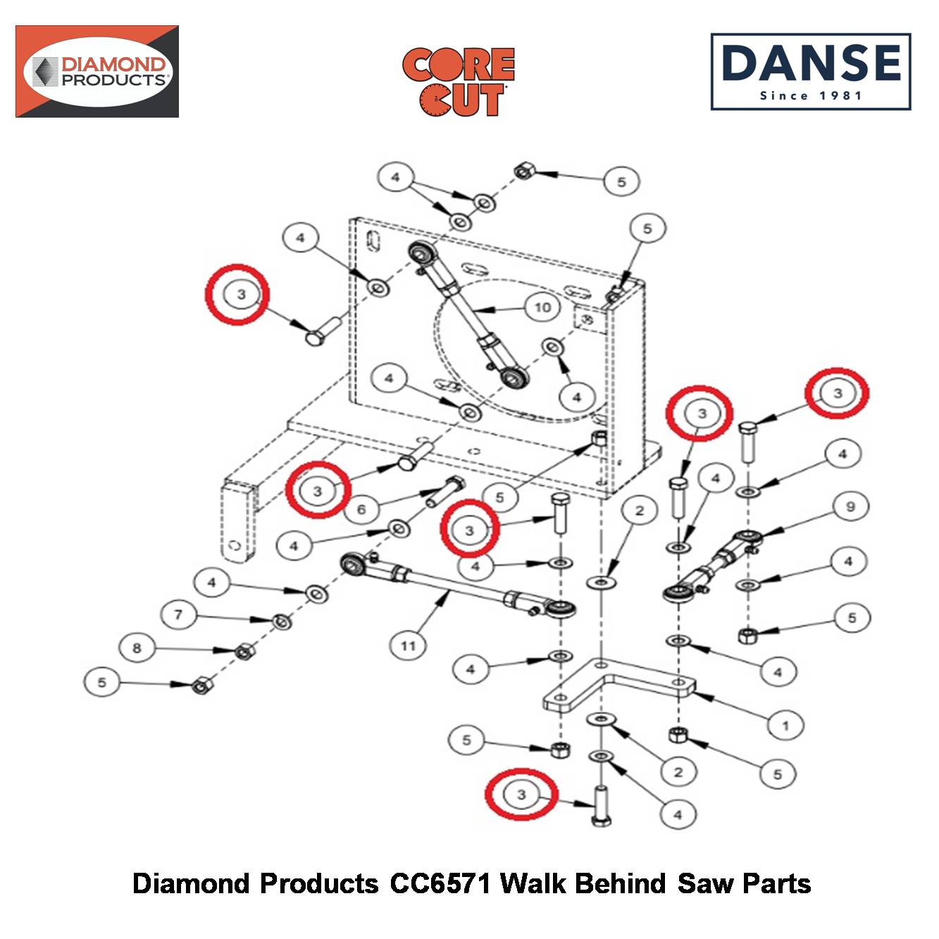 3/8-16X1-1/2 Hex Capscrew 2900029 Fits Core Cut CC6571 Walk Behind Saw By Diamond Products
