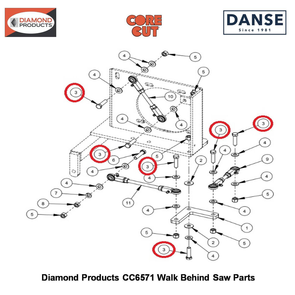 3/8-16X1-1/2 Hex Capscrew 2900029 Fits Core Cut CC6571 Walk Behind Saw By Diamond Products