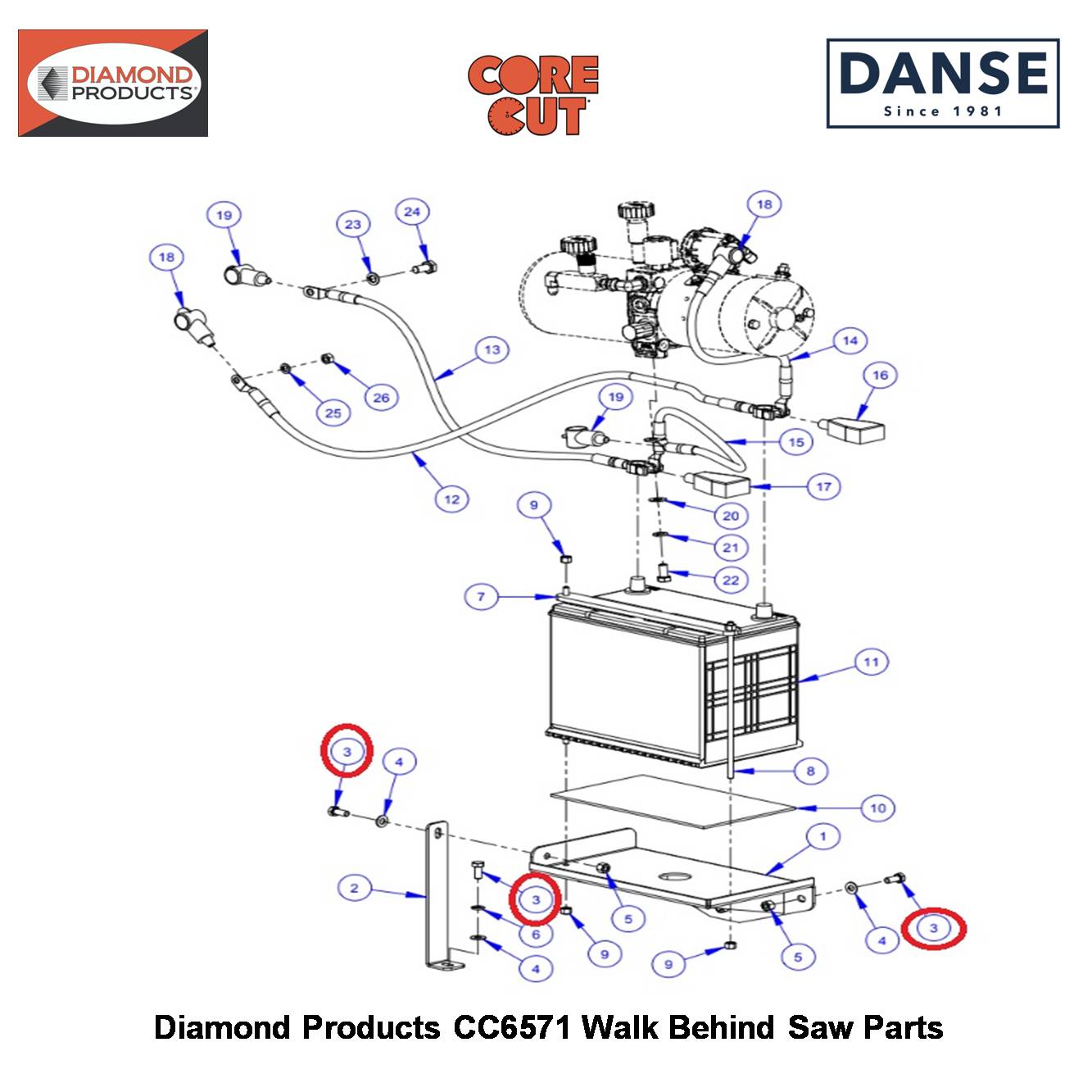5/16-18X3/4" Hex Capscrew 2900019 Fits Core Cut CC6571 Walk Behind Saw By Diamond Products