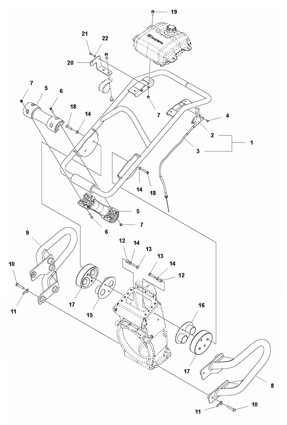 LT 8005 Handle Assembly Parts by Husqvarna