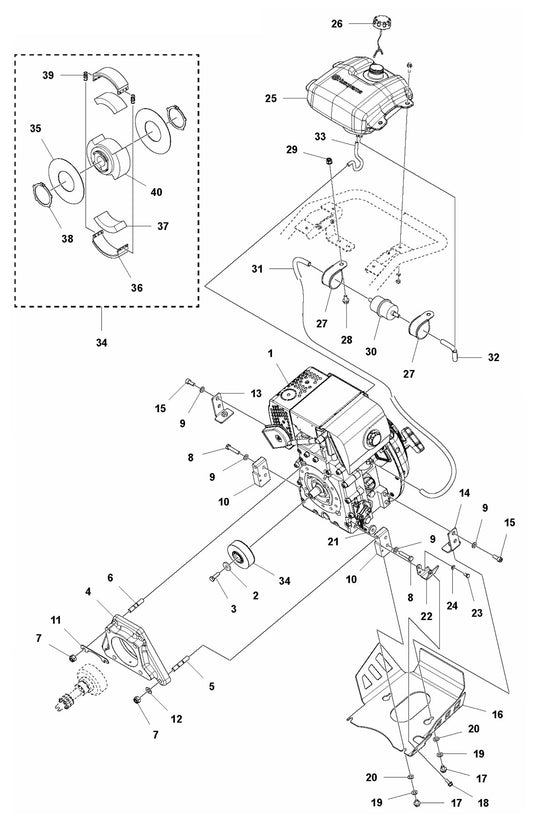 LT 8005 Engine Installation -Hatz Assembly Parts by Husqvarna