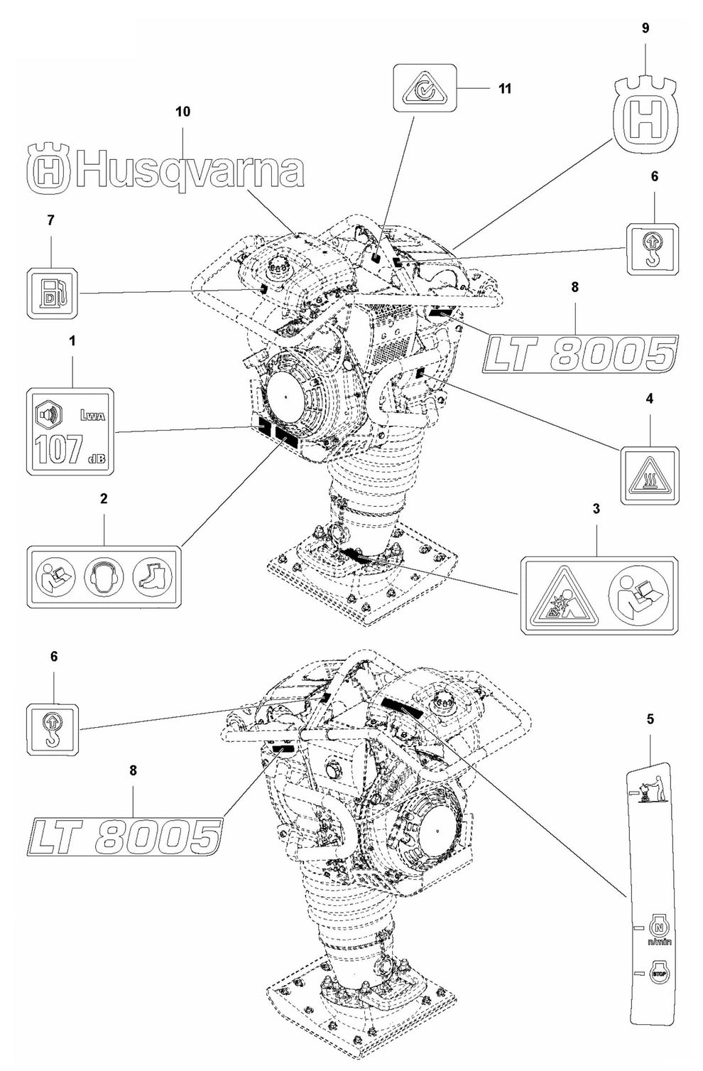 LT 8005 Decals Assembly Parts by Husqvarna